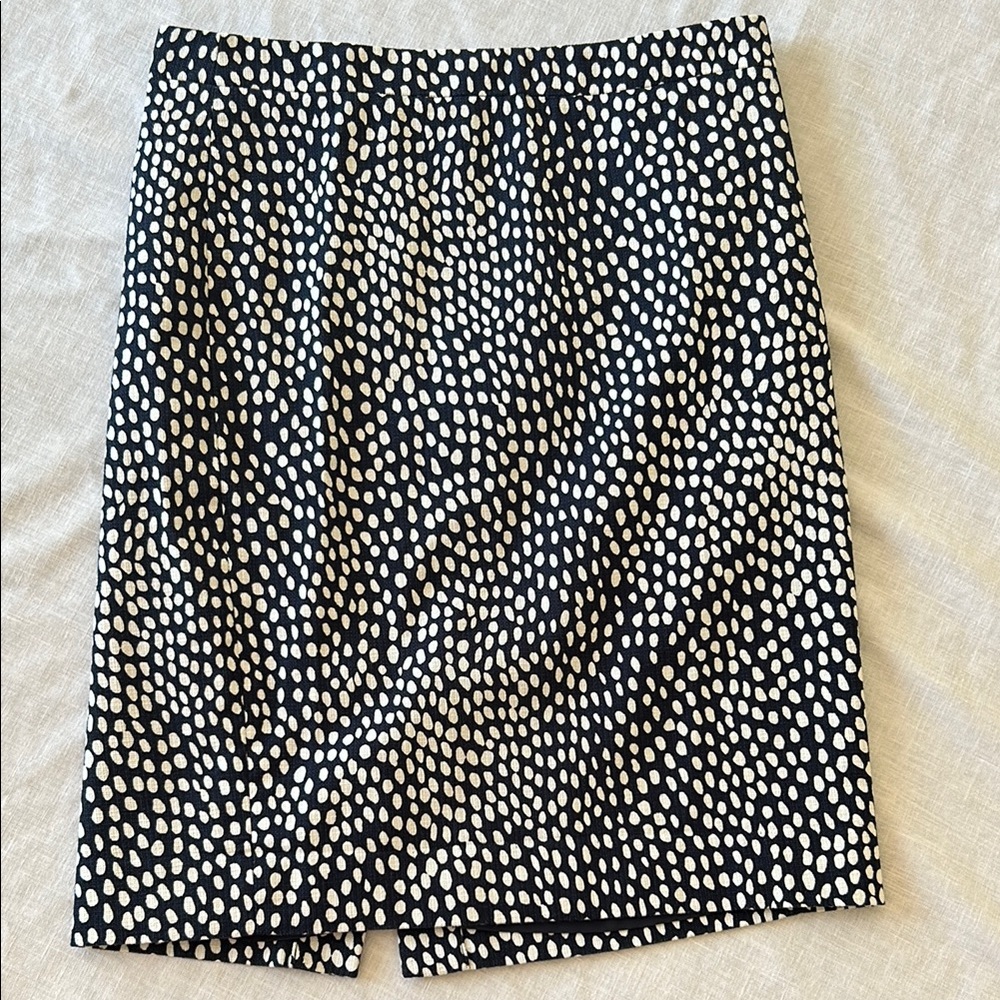 J. Crew Navy and White Knee-Length Pencil Skirt